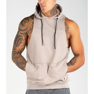 Vêtements de sport personnalisés avec logo OEM, 100% coton, débardeur à capuche pour homme, musculation, entraînement, sans manches - Product Image 4