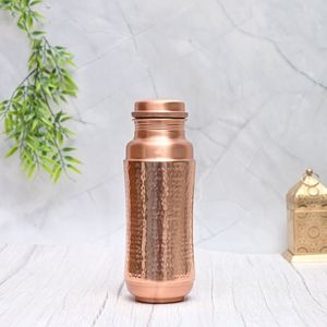 Botella de Cobre Puro de Gran Capacidad, Ecológica y de la Mejor Calidad, con Tapa y Diseño Pulido a Mano, en Oferta - Product Image 1