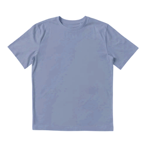 INDEX Men's Light Blue Short Sleeve T-Shirt O-Neck Regular Fit Casual Knitted Cotton Breathable Solid Color Jersey Fabric - Product Image 3