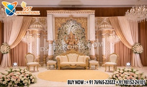 South Indian Half Saree Ceremony Stage <b>Decor</b> Traditional Ganesha Theme Stage <b>Decor</b> Luxury Golden Maharaja <b>Elephant</b> Frame Set USA - Product Image 4