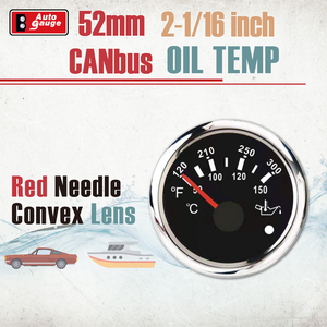 เกจวัดอุณหภูมิน้ำ CANbus ขนาด 52 มม. 2 1/16 นิ้ว หน้าจอ LED สีขาวสว่างพิเศษ หน้าปัดแบบอนาล็อก สีดำ 12V 24V พร้อมไฟเตือน สำหรับรถบรรทุก รถบัส รถยนต์ - Product Image 4