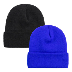 Gorro de Punto Unisex ODM de Color Sólido, 100% Acrílico, Gorro de Invierno para Adultos de 56-58 cm, Estilo Casual, Gorro Morado y Negro - Product Image 3