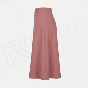 Falda Midi en Línea A para Mujer, Color Sólido, Cintura Regular, Tejido de Tela, para Todas las Temporadas - Product Image 4