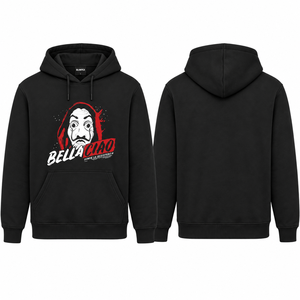 Sweat-shirt à capuche unisexe noir personnalisé avec impression graphique, en molleton de coton, fabrication OEM, marque privée, streetwear - Product Image 2