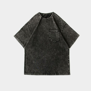 เสื้อยืดผู้ชายทรงปกติ ผ้าถักเนื้อหนา 100% คอตตอน ระบายอากาศได้ดี สีพื้น สไตล์ลำลอง - Product Image 2