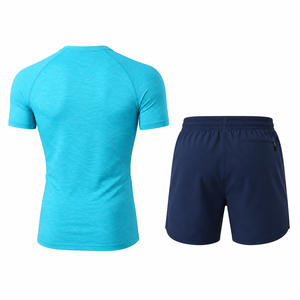 Ensemble de vêtements de sport pour homme, t-shirt de course léger en mesh et short athlétique, vêtements de sport pour la salle de sport, entraînement physique, séchage rapide, évacuation de l'humidité - Product Image 2