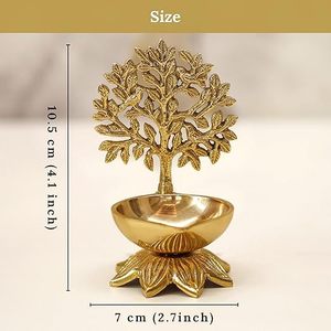 Lampe Diya en laiton plaqué or, Arbre de Vie, pour la prière, décoration religieuse - Product Image 2