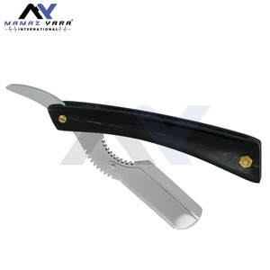 Rasoir droit professionnel à manche en bois, pliant avec verrouillage à bascule, shavette de barbier, outil de rasage du visage, personnalisable avec logo, de qualité supérieure - Product Image 5
