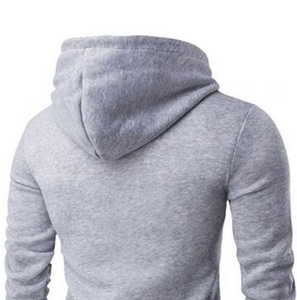 Men's Royal <b>Blue</b> Hooded Zip-Up Sweatshirt Regular Fit Solid Color Casual Autumn Wear French Terry Fabric - Product Image 4