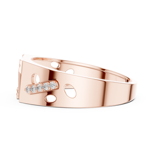 Rose Gold Diamond <b>Ring</b> Geometric Trilogy Engagement Wedding Band for Men Women Custom Size <b>Fine</b> Jewelry - Product Image 4