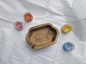 Cuenco ovalado de madera hecho a mano para decoración del hogar, recipiente artesanal de madera para hacer velas - Product Image 6
