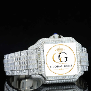 Reloj de alta calidad con incrustaciones de diamantes moissanita y números arábigos para hombre, colección de lujo disponible a buen precio. - Product Image 4