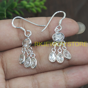 Pendientes colgantes de cuarzo de cristal natural, Plata de Ley 925, hechos a mano, estilo candelabro, estilo bohemio, vintage, joyería para mujer, regalo para hermana - Product Image 5