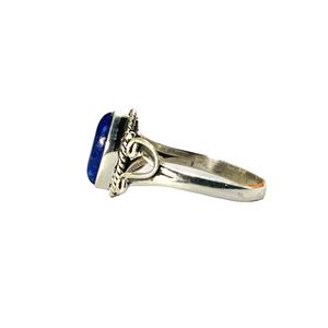 Bague classique en argent sterling 925 pour fiançailles, mariage et anniversaire, avec pierre précieuse Lapis Lazuli naturel taille marquise, sertie clos, unisexe - Product Image 4