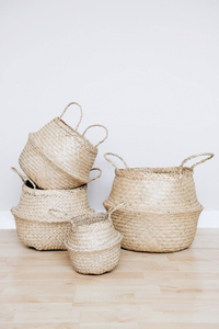 Premium Handmade Eco-Friendly Vintage <b>Seagrass</b> <b>Storage</b> <b>Basket</b> Braided Handles Natural Woven Multifunction Vigifarm Iris Circle - Product Image 5