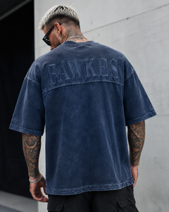 Fawkes Men's Oversized Washed Cotton Fleece T-<b>Shirt</b> Short Sleeve Street Style O-Neck Loose Fit Vintage Breathable Wholesale Rate - Product Image 5