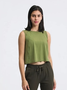 Women's <b>Yellow</b> Sleeveless <b>Crop</b> Tank <b>Top</b> O-Neck Solid Casual Autumn Knitted Breathable Eco-Friendly Plus Size Size - Product Image 6