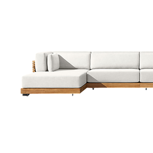 Conjunto de Sofás de Esquina para Exteriores de Estilo Contemporáneo, Sofá Modular Minimalista de Teca Sólida en Forma de L, Cojín Cómodo e Impermeable - Product Image 2