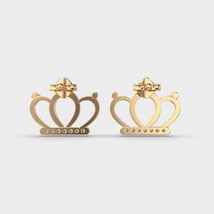 Pendientes de Corona con Diamantes Cultivados en Laboratorio Certificados por IGI, Oro Amarillo/Blanco/Rosa de 14K, Estilo Princesa, Pendientes de Diamantes Minimalistas - Product Image 4