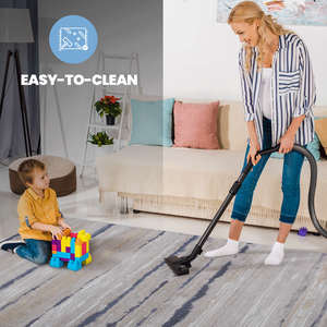 Collezione LOOM LUXE 5X7, Tappeto a Righe Avorio/Blu, Antiscivolo, Resistente alle Macchie, per Soggiorno, Sala da Pranzo, Ufficio - Product Image 5