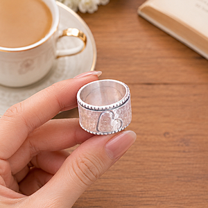925 Sterling <b>Silver</b> Heart <b>Spinner</b> <b>Ring</b> Wide Band Meditation <b>Ring</b> Rose Gold Plated Yellow Gold Plated Fidget <b>Ring</b> Handmade Women - Product Image 5