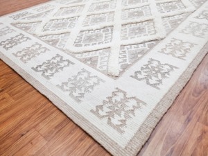 Tapis rectangulaire en laine acrylique à motifs géométriques, style bohème, tufté à la main, antidérapant, pour salon - Product Image 4
