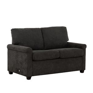 Modern Dark Gray Convertible Twin <b>Sleeper</b> <b>Sofa</b> Bed 2-Seater Loveseat for Living Room with USB Ports Upholstered Modern Style - Product Image 3