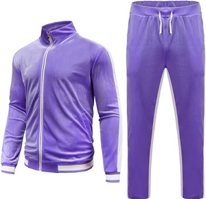 Men’s Lavender Velvet <b>Tracksuit</b>: Premium Two-Piece Athletic Performance & Modern Lifestyle Set - Product Image 3
