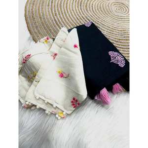 Sari de créateur fait main pour les fêtes, 100 % soie avec motif floral multi-fils - Product Image 2