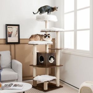 Torre para Gatos de Madera de 7 Niveles con Postes de Sisal y Árbol Rascador con Condo - Product Image 1