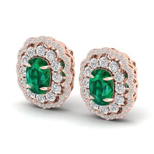 REYES Cushion Cut 4.95 Carat <b>Emerald</b> Gemstone <b>Earrings</b> For Women 14K Gold IGI Certified Diamond Screw Back <b>Stud</b> <b>Earrings</b> - Product Image 1