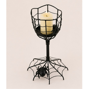 Halloween Decor Spider Web <b>Black</b> Metal Candle Holder <b>Candelabra</b> Centerpiece for Spooky Party Haunted House & Home Decoration - Product Image 3