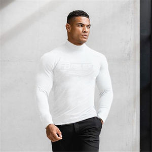 เสื้อยืดแขนยาวผู้ชาย สีดำขาวล้วน คอกลม ทรงปกติ สวมใส่สบาย เหมาะสำหรับออกกำลังกาย ฟิตเนส ผ้าฝ้าย ระบายอากาศ แห้งเร็ว - Product Image 4