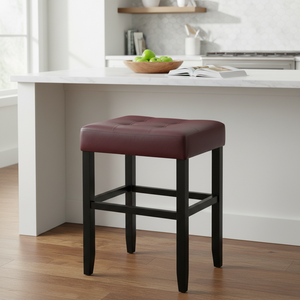Tabouret de bar moderne en cuir PU sans dossier, tabouret de comptoir rembourré pour cuisine - Product Image 4