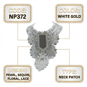 Patch brodé floral 3D de luxe pour encolure, applique en dentelle de coton haut de gamme pour robes de mariée, caftans, kurtis et accessoires DIY - Product Image 6