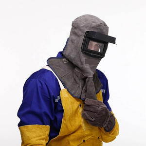 Leather Welding Hood Helmet Cow Split Leather Industrial Safety Working Cap Protective Jacket-<b>Style</b> <b>Head</b> Protection for Welders - Product Image 4