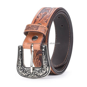 Cinturón de cuero occidental para hombre hecho a mano con calidad extra fuerte de alta calidad en colores personalizados de fabricante al por mayor - Product Image 3