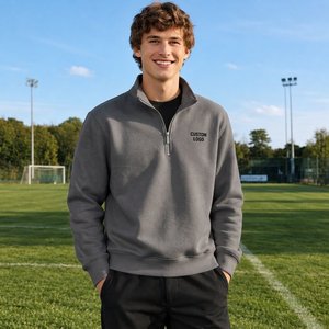 Großhandel Herren Viertelreißverschluss Weißes Sweatshirt Leichter Weicher Pullover Langarm Lässige Outdoor-Sportbekleidung - Product Image 5