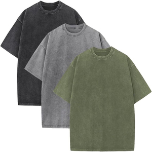 T-shirt surdimensionné en coton 100% de qualité supérieure, 220 grammes, effet délavé, inspiré du vintage, uni, lavage à l'acide, respirant, écologique, pour hommes - Product Image 6