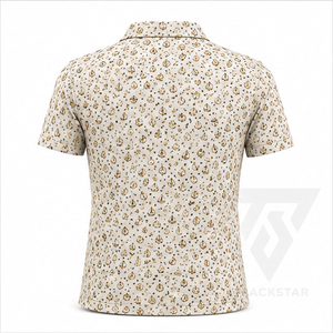 Polo pour homme Trackstar à imprimé nautique crème, manches courtes, col boutonné, chemise de golf décontractée, logo personnalisé - Product Image 4
