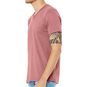 T-shirts décontractés pour hommes très demandés, col en V, 100% coton, séchage rapide et respirants, avec étiquette privée, t-shirt col en V pour hommes - Product Image 5