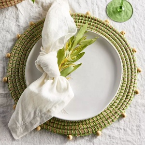 Top Selling <b>Beaded</b> Woven Seagrass Charger Bamboo <b>Placemat</b> for Table Decoration Vietnam Wholesale Accessory - Product Image 1