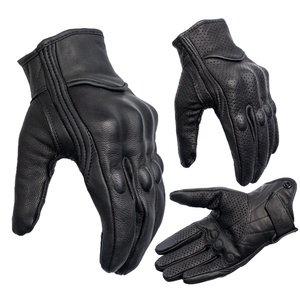 Guantes de carreras de cuero con dedos completos y correa de muñeca ajustable para montar, unisex, antideslizantes, con cierre de gancho y bucle. - Product Image 5