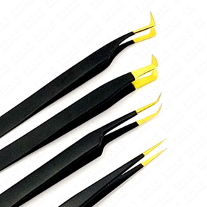 Pinzas para Extensión de Pestañas 3D 6D de Acero Inoxidable Negro y Dorado, Herramientas Profesionales para Pestañas con Recubrimiento en Polvo - Product Image 4