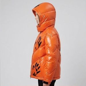 Veste doudoune matelassée coupe courte vintage en tissu épais, coupe-vent, à capuche, à changement de couleur, avec impression d'encre thermochromique personnalisée, style streetwear, pour l'hiver - Product Image 3