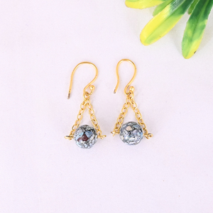 Natural Ethiopian <b>Opal</b> Copper 925 Sterling Silver Gold Plated Minimalist Drop <b>Earrings</b> for Women - Product Image 4