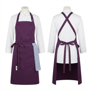 Women Chef Apron Premium 400 GSM Cotton Canvas Brown Two Front Patch Pocket Adjustable Custom Embroidery Screen Print DTF Logo - Product Image 5