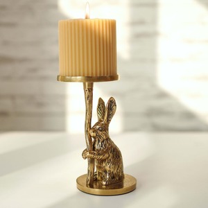 Porte-bougie en aluminium en forme de lapin, fait main, durable, écologique, résistant à la chaleur, décoration pour la maison, utilisation de Pâques - Product Image 2