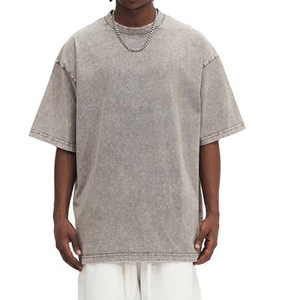 Camiseta de hombre con efecto acid wash, cuello redondo, manga corta, camisetas de alta calidad de 200 g/m², estilo hip hop, oversize. - Product Image 1