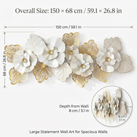 Décoration murale en métal 3D florale avec fleurs et feuilles superposées pour salon, chambre, entrée, décoration moderne pour la maison